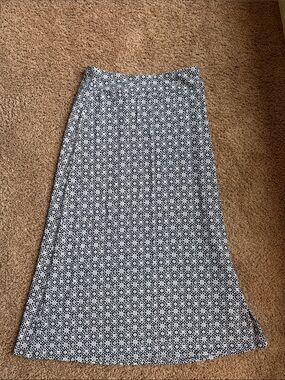 Talbots Black and White Maxi Skirt with Geometric Print
